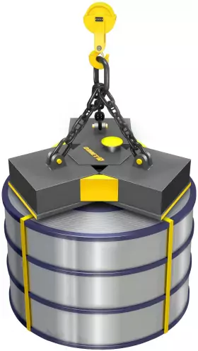Electromagnets for coils and flanges hoisting at the facing surface